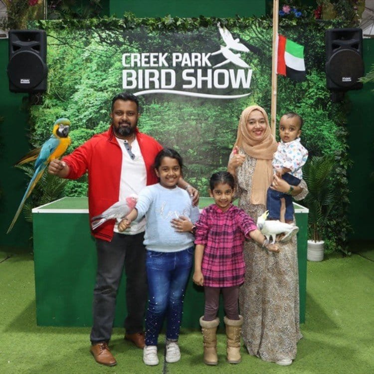 Exotic bird show at the Dubai Dolphinarium